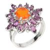 Image 2 : Natural Ethopian Orange Opal & Rhodolite Garnet Ring