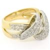 Image 4 : 18K Yellow Gold & Platinum .46 ctw Pave Set Diamond Open Swirl Cocktail Ring Sz