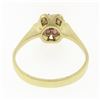 Image 6 : Vintage 18k Yellow Gold 0.37 ctw Round Ruby Wavy Halo Flower Cluster Petite Ring