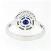 Image 7 : 18k White Gold 1.55 ctw Round Blue Sapphire Solitaire & Diamond Halo Cluster Rin