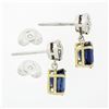 Image 6 : NEW 18k Gold 4.98 ctw GIA Oval Blue Sapphire Bezel Diamond Drop Dangle Earrings