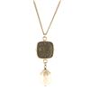 Image 2 : Chanel Gold-tone Metal with Enamel and Faux Pearl Drop CC Pendant Necklace