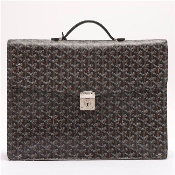 Goyard Black Goyardine Coated Canvas Chypre Deux Soufflets Briefcase Bag