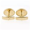 Image 2 : Vintage 14K Yellow Gold Classic Oval Cut Bezel Set Black Onyx Swivel Cuff Links