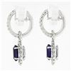 Image 3 : 18k White Gold 3.80 ctw FINE Oval Cut Purple Amethyst Diamond Drop Dangle Earrin