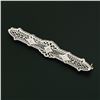 Image 2 : Antique Art Deco 14k White Gold 0.05 ctw Single Cut Diamond Open Filigree Bar Pi