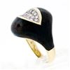 Image 9 : Vintage 18k Yellow Gold Diamond Wide Eye Shaped Black Enamel Dome Cocktail Ring
