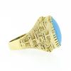 Image 5 : Estate Italian 18k Gold Oval Cabochon Cut Turquoise Solitaire Braided Cigar Ring