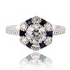 Image 1 : 0.65 ctw Diamond and 0.32 ctw Blue Sapphire Platinum Ring (0.83 ctw Diamonds)