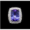 Image 2 : GIA Cert 19.22 ctw Tanzanite and Diamond Ring - 14KT White Gold