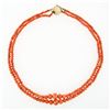 Image 4 : Vintage Graduated Dual Strand Salmon Coral Bead Necklace Etched 14k Gold Clasp