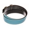 Image 4 : Hermes Blue and Black Leather Silver Tone H buckle Belt