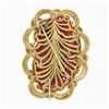 Image 4 : Large Vintage GIA NO DYE Carved Red Coral Brooch w/ Hand Engraved 18k Gold Frame