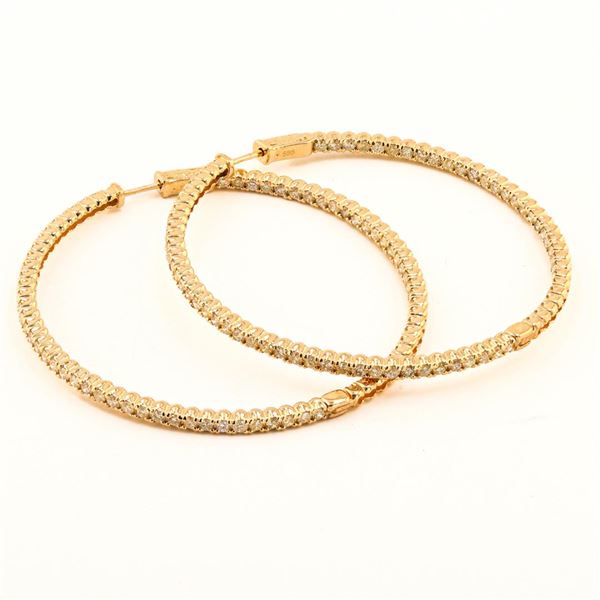 4.26 ctw Diamond 14K Yellow Gold Hoop Earrings