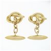 Image 3 : Antique Mens 18k Yellow Gold Bezel Round Turquoise Polished Love Knot Cuff Links