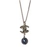 Image 4 : Chanel Blue Faux Pearl & CC Pendant Necklace