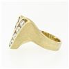 Image 6 : Vintage Unisex 18k Gold VVS E 1.36 ctw Ideal Cut Diamond Dual Row Brushed Ring