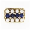 Image 4 : Vintage 14k Yellow Gold Pearl & Blue Stone Open 3 Row Prong Wide Statement Ring