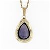 Image 5 : Vintage 14K Gold Alexandrite Large Teardrop Open Polished Frame Pendant Necklace