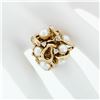 Image 3 : Vintage 14k Yellow Gold 0.15 ctw Round Diamond & 6mm Pink Pearl Statement Ring