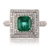 Image 1 : 1.49 ctw Emerald and 1.28 ctw Diamond 14K White Gold Ring