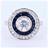 Image 1 : 1.66 ctw Diamond and 1.09 ctw Blue Sapphire Platinum Ring (2.03 ctw Diamonds)