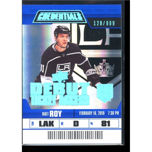 2019-20 Upper Deck Credentials #54 Matt Roy 128/999 RC