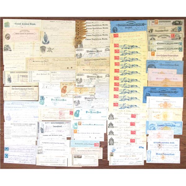 New York, Indiana, Pennsylvania, Ohio, and Illinois Check Assortment, ca.1820s to 1880s with Some Re