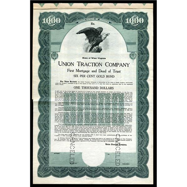 Union Traction Co., 1920 Specimen Bond