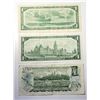 Image 2 : 22)  LOT OF 3 CANADIAN ONE DOLLAR BANKNOTES, 1954/