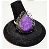 Image 1 : 12)  NATURAL PURPLE CHARONITE, PEAR SHAPED, SIZE 9