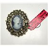 Image 1 : 14)  BRONZE COLORED CAMEO BROOCH/PENDANT WITH