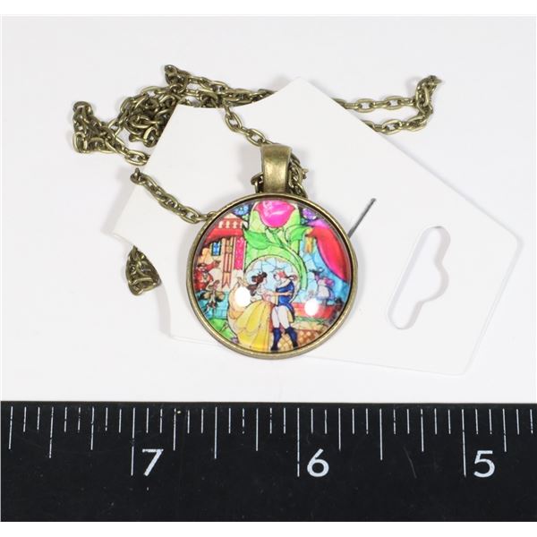 NEW BEAUTY AND THE BEAST THEME PENDANT WITH CHAIN NEW BEAUTY AND THE BEAST THEME PENDANT WITH CHAIN