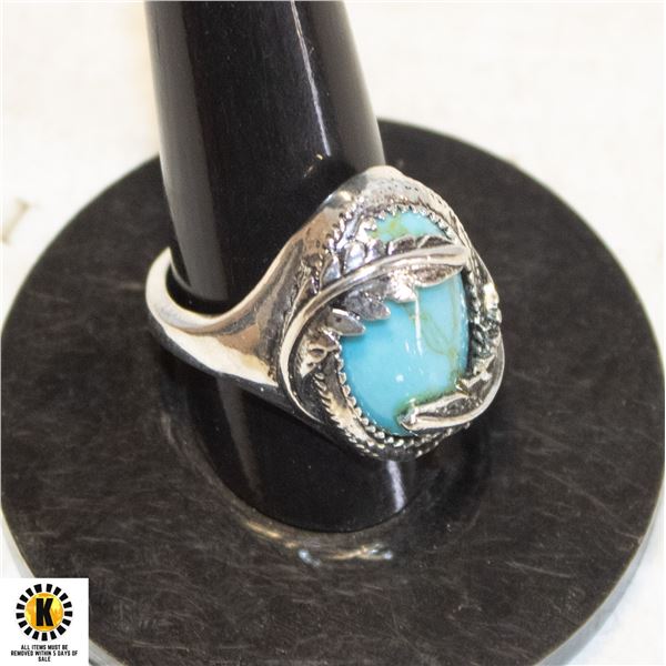 SIZE 9 LADIES BLUE STONE RING