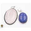 Image 1 : #380-NATURAL LAPIZ LAZULI, ROSE QUARTZ  PENDANT
