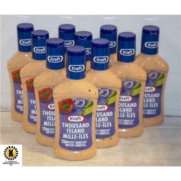 10 BOTTLES OF KRAFT THOUSAND ISLAND DRESSING