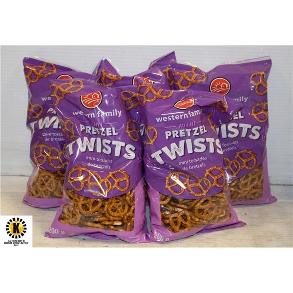 5 BAGS OF 200G WESTERN FAMILY MINI PRETZEL TWISTS