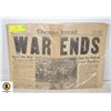 Image 1 : 1945 EDMONTON JOURNAL "WAR ENDS" NEWSPAPER