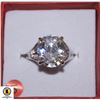 Image 1 : SIZE 5 CLEAR CZ OVAL CUT SILVER PLATED RING