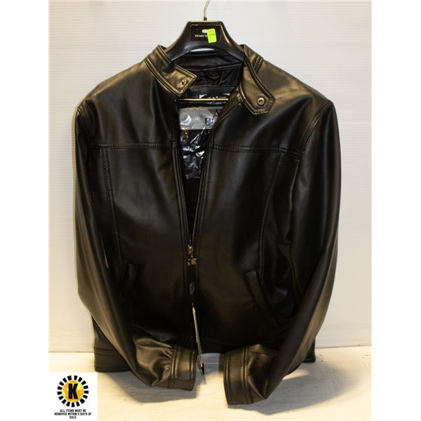  A  EMPORIO COLLEZIONE  BLACK FAUX LEATHER JACKET