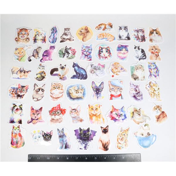 NEW 50PC CAT PRINT STICKERS