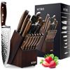 Image 1 : NEW 15 PIECE HOBO WOODEN HANDLED KNIFE SET WITH