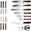 Image 2 : NEW 15 PIECE HOBO WOODEN HANDLED KNIFE SET WITH
