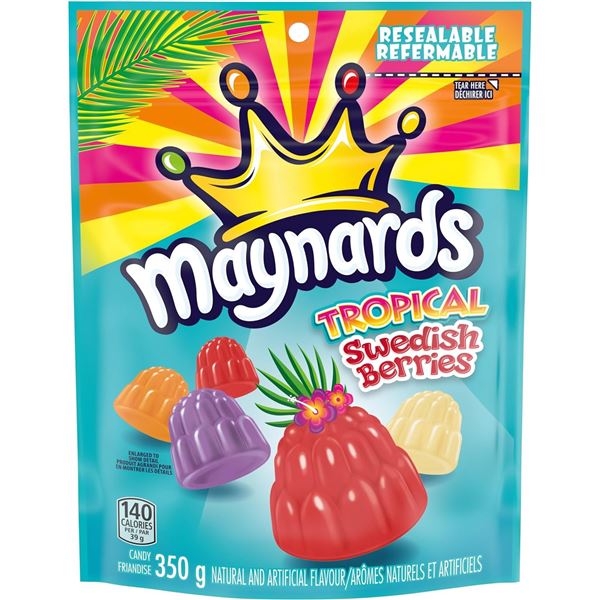 NEW CASE WITH 12 BAGS OF MAYNARDS TROPICAL SWEDISH