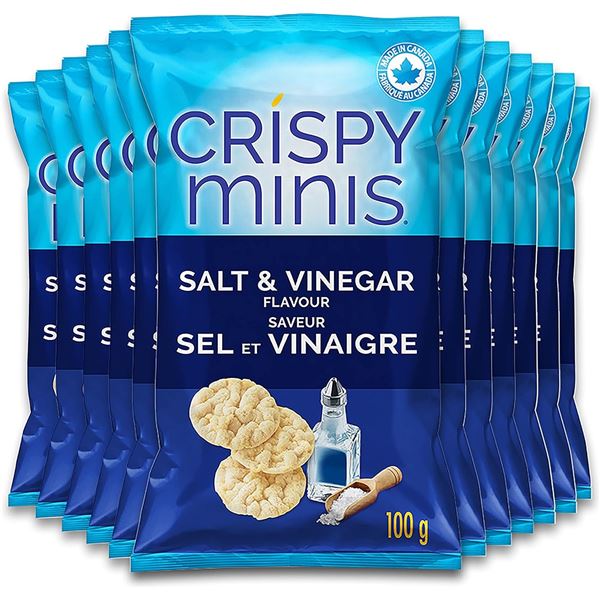 NEW CASE OF 12 QUAKER CRISPY MINIS SALT & VINEGAR