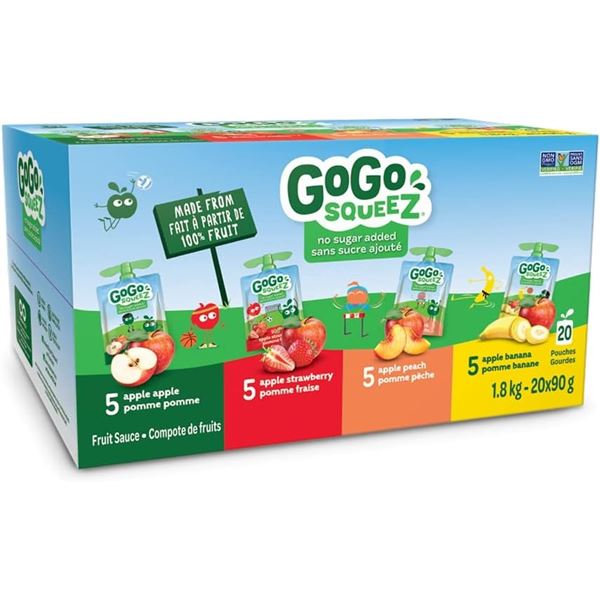 NEW 20 PACK OF GOGO SQUEEZ VARIETY FRUIT SAUCE