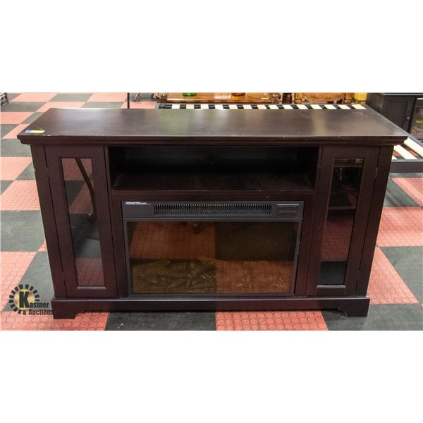 WOOD TONE ELECTRIC FIREPLACE SIDEBOARD