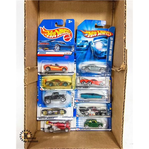 FLAT OF 10 SEALED HOTWHEELS