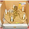 Image 1 : NEW 5 BULB BRASS CHANDELIER W/6 NEW BULBS