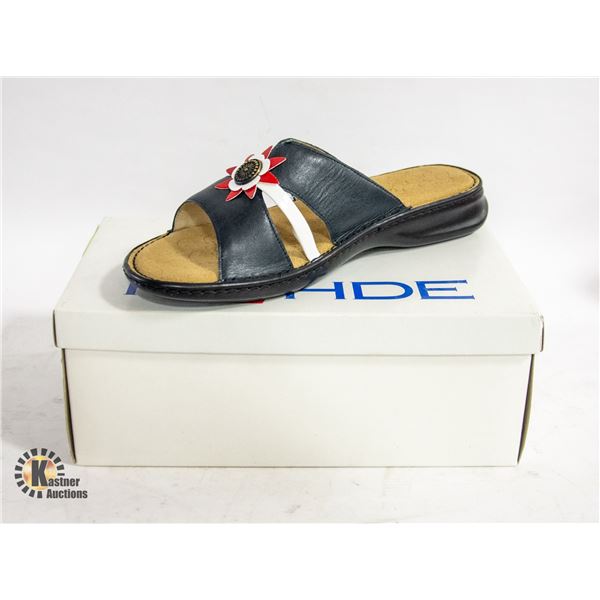 NEW RHODE 5486 NAVY LEATHER SANDALS SIZE 41/10 US